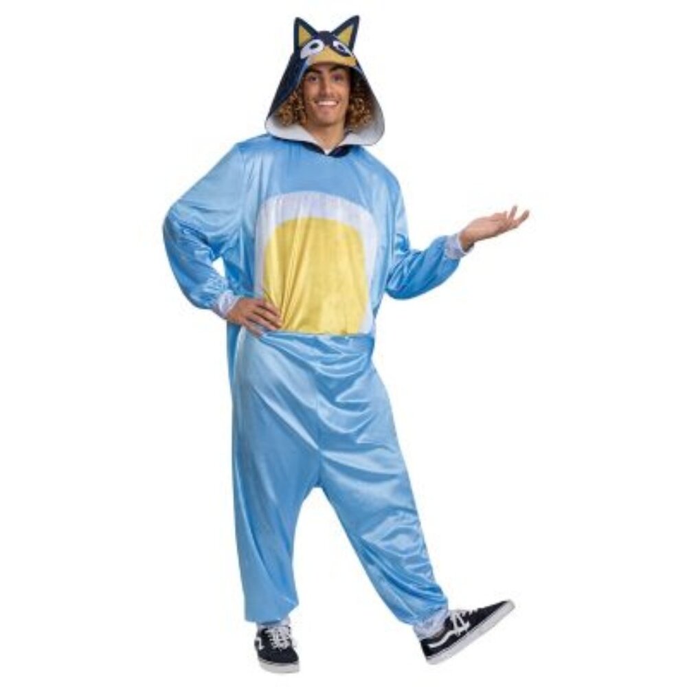 Bluey Bandit Adult Onesie Costume L/XL – Hooded Jumpsuit Pajamas